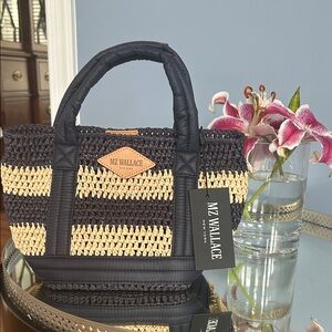MZ Wallace Navy  and Cream small crochet bag